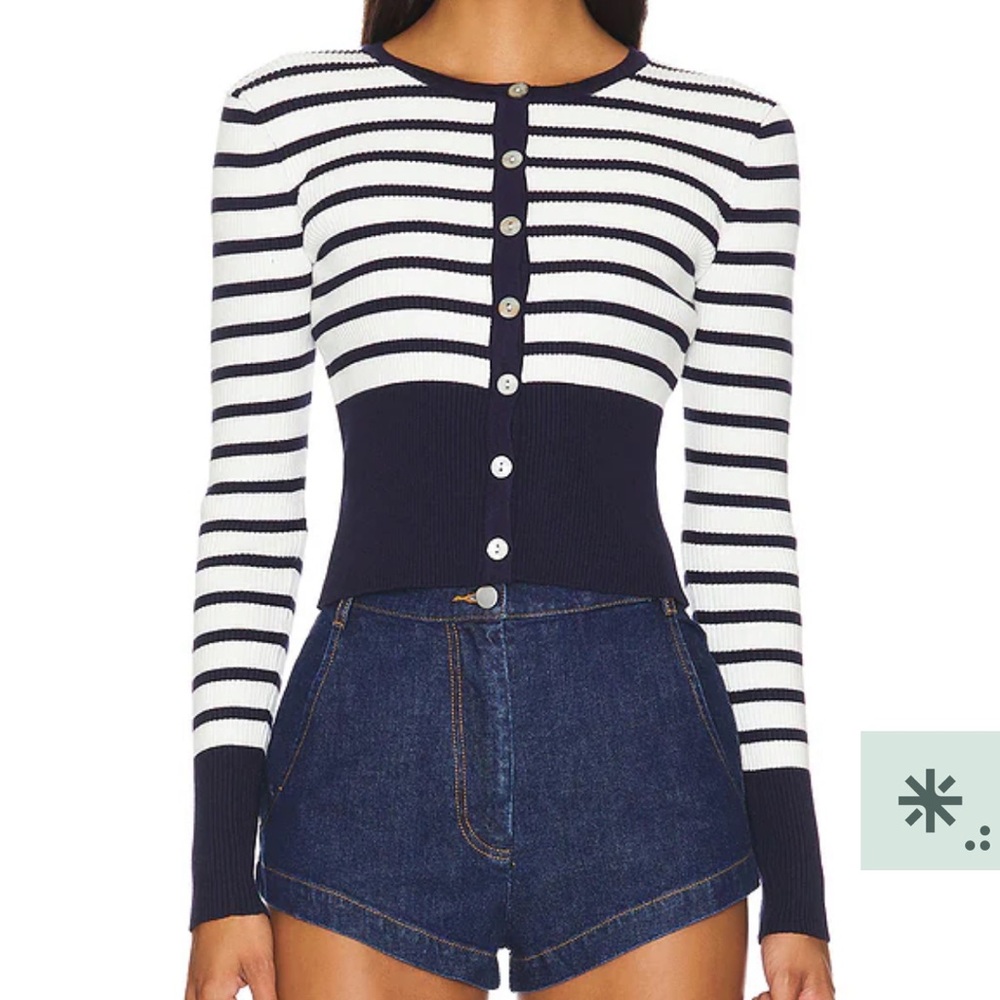 New all the ways navy & white cardigan